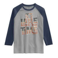 Funny It's Lake Time Raglan Shirt Patriotic Boater American Flag USA 4th of July - Wonder Print Shop