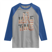 Funny It's Lake Time Raglan Shirt Patriotic Boater American Flag USA 4th of July - Wonder Print Shop