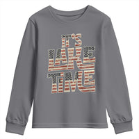 Funny It's Lake Time Youth Sweatshirt Patriotic Boater American Flag USA 4th of July - Wonder Print Shop
