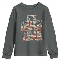 Funny It's Lake Time Youth Sweatshirt Patriotic Boater American Flag USA 4th of July - Wonder Print Shop