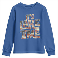 Funny It's Lake Time Youth Sweatshirt Patriotic Boater American Flag USA 4th of July - Wonder Print Shop