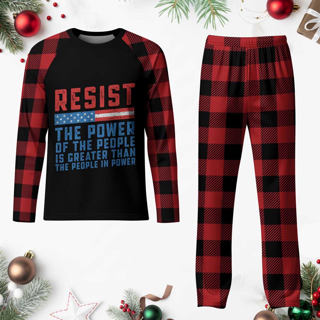 Funny Resist The Power Of The People Is Greater Than The People In Power Plaid Pajama Set - Wonder Print Shop