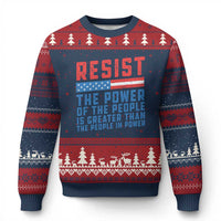 Funny Resist The Power Of The People Is Greater Than The People In Power Ugly Christmas Sweater - Wonder Print Shop