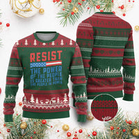 Funny Resist The Power Of The People Is Greater Than The People In Power Ugly Christmas Sweater - Wonder Print Shop
