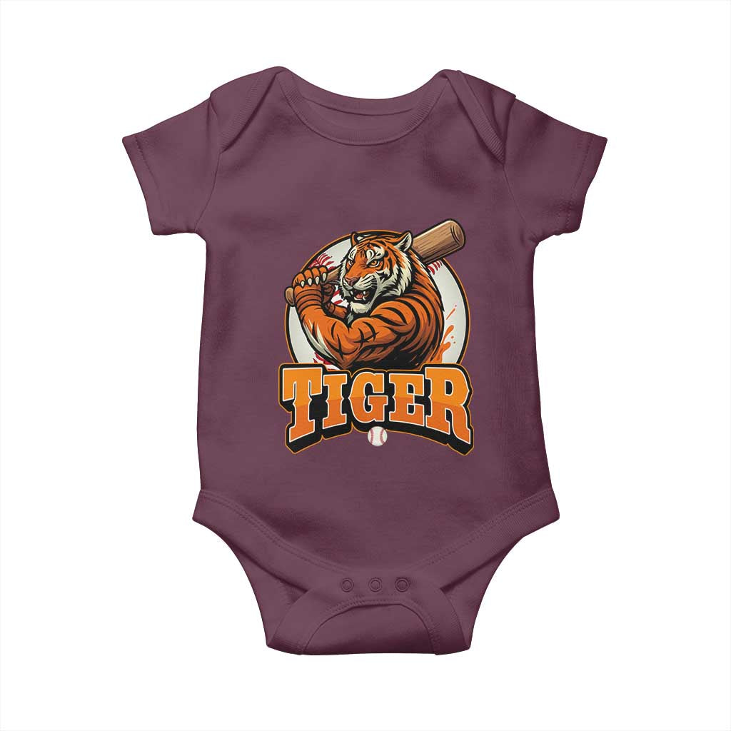 Funny Tiger Lover Baseball Animal Sport Baby Onesie Inspirational Athletic - Wonder Print Shop