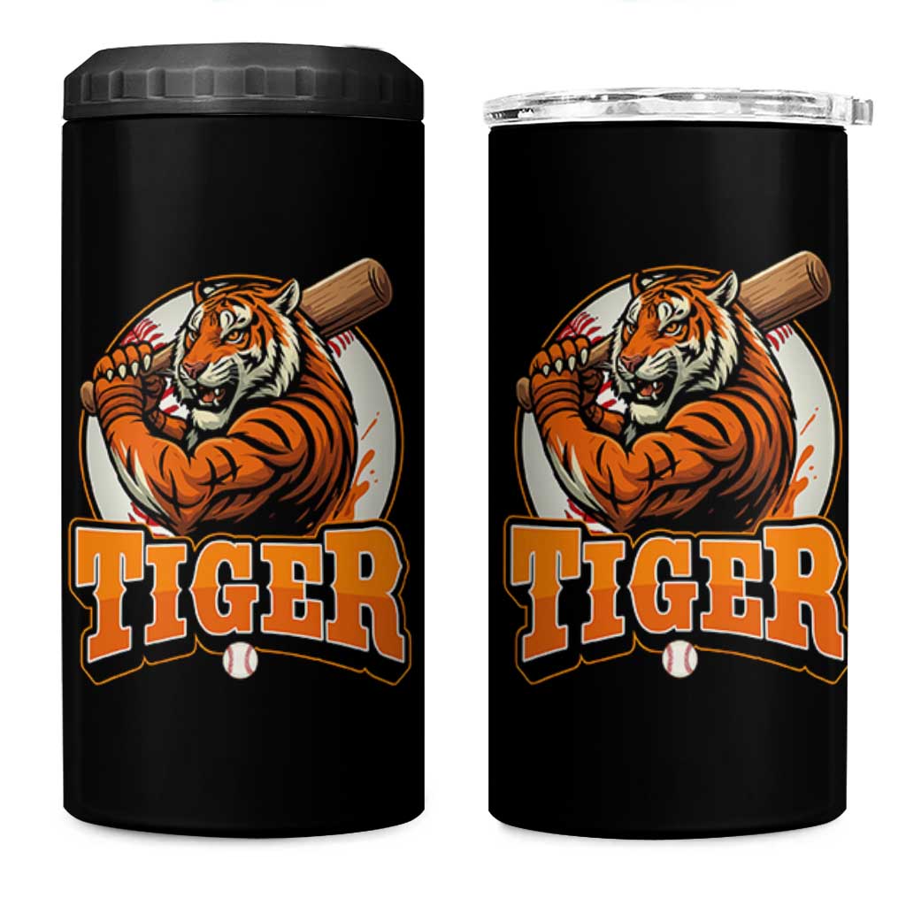 Funny Tiger Lover Baseball Animal Sport 4 in 1 Can Cooler Tumbler Inspirational Athletic - Wonder Print Shop