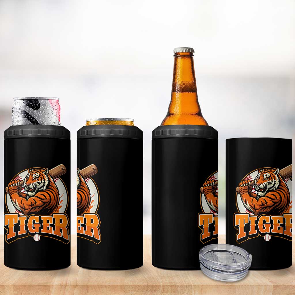 Funny Tiger Lover Baseball Animal Sport 4 in 1 Can Cooler Tumbler Inspirational Athletic - Wonder Print Shop