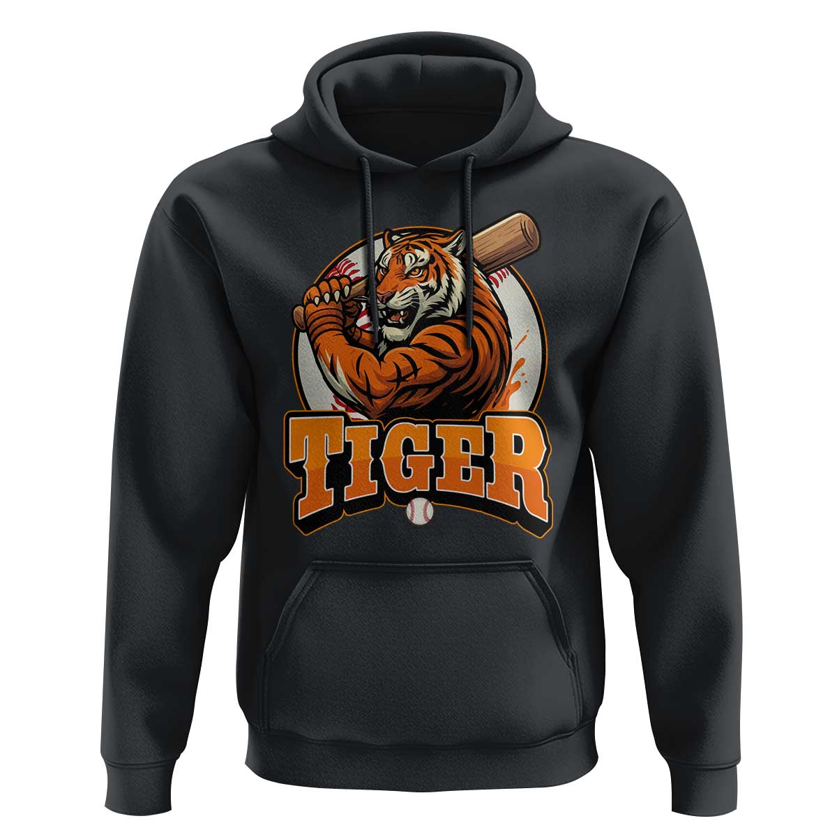 Funny Tiger Lover Baseball Animal Sport Hoodie Inspirational Athletic - Wonder Print Shop