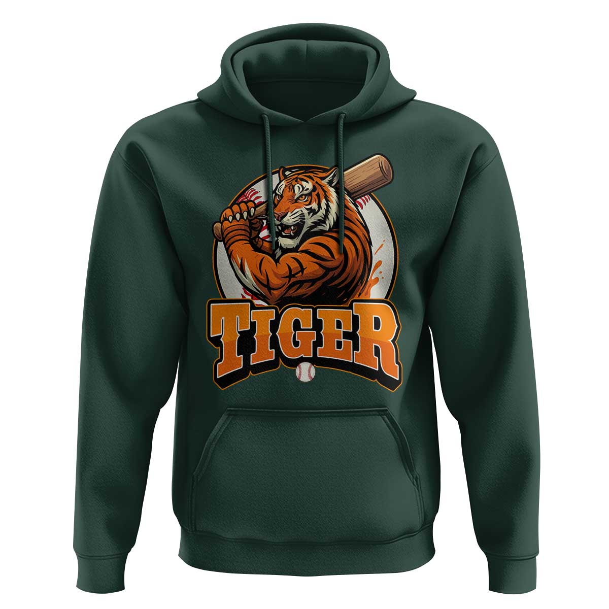Funny Tiger Lover Baseball Animal Sport Hoodie Inspirational Athletic - Wonder Print Shop