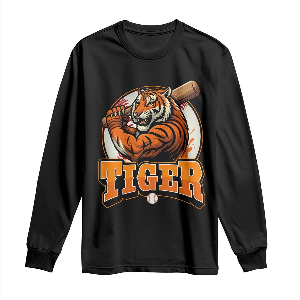 Funny Tiger Lover Baseball Animal Sport Long Sleeve Shirt Inspirational Athletic - Wonder Print Shop