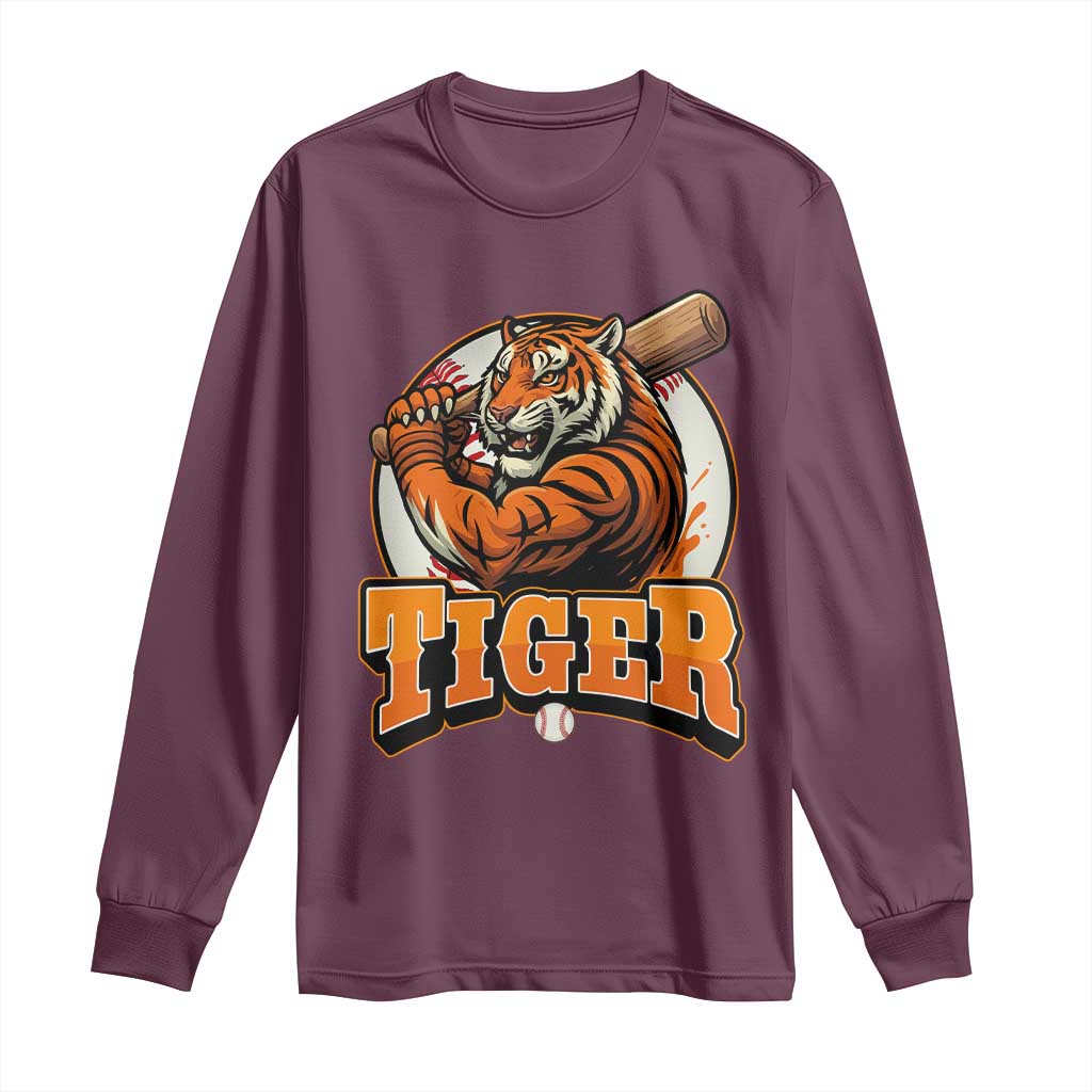 Funny Tiger Lover Baseball Animal Sport Long Sleeve Shirt Inspirational Athletic - Wonder Print Shop