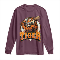 Funny Tiger Lover Baseball Animal Sport Long Sleeve Shirt Inspirational Athletic - Wonder Print Shop
