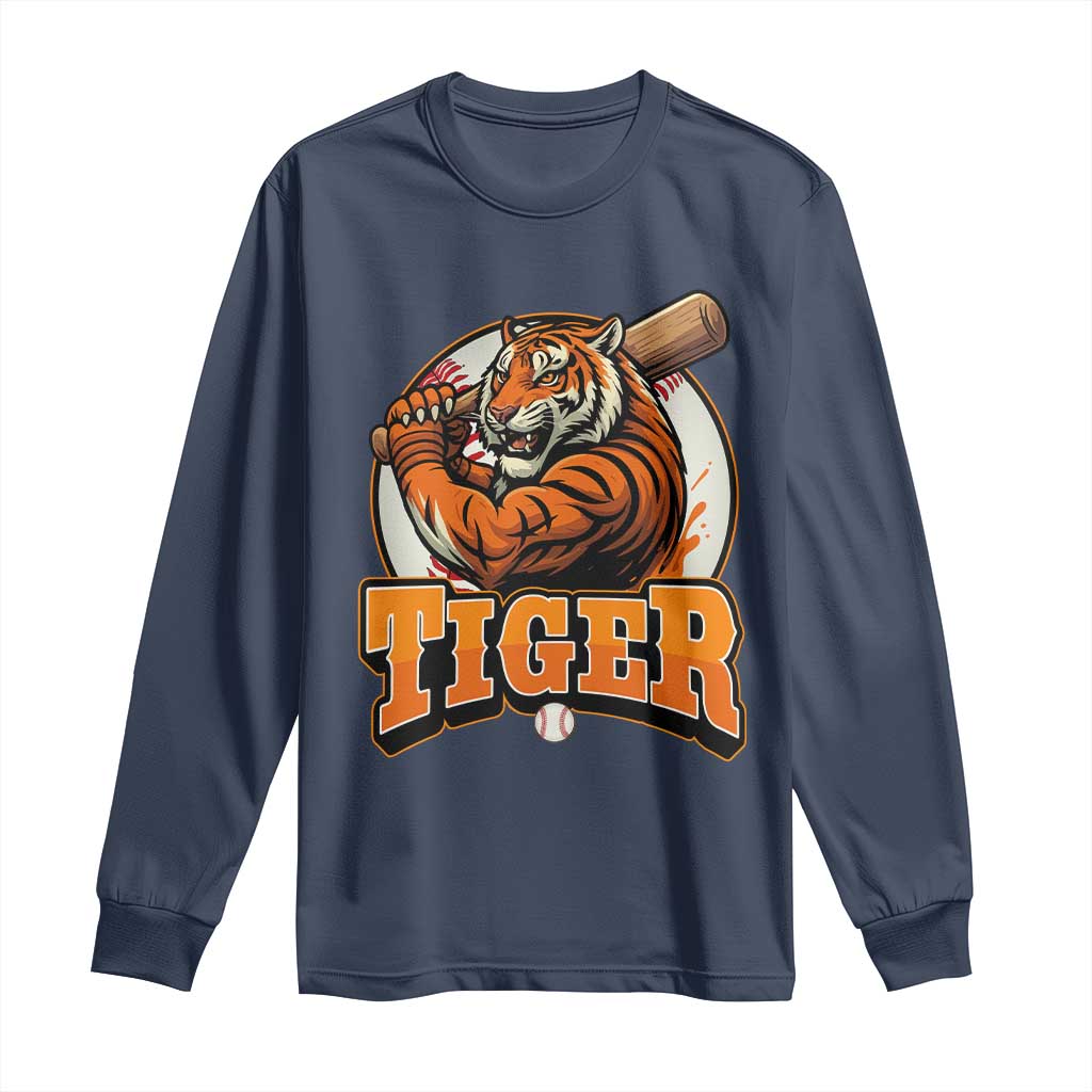 Funny Tiger Lover Baseball Animal Sport Long Sleeve Shirt Inspirational Athletic - Wonder Print Shop