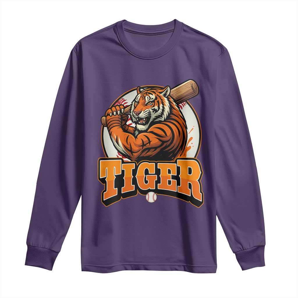 Funny Tiger Lover Baseball Animal Sport Long Sleeve Shirt Inspirational Athletic - Wonder Print Shop