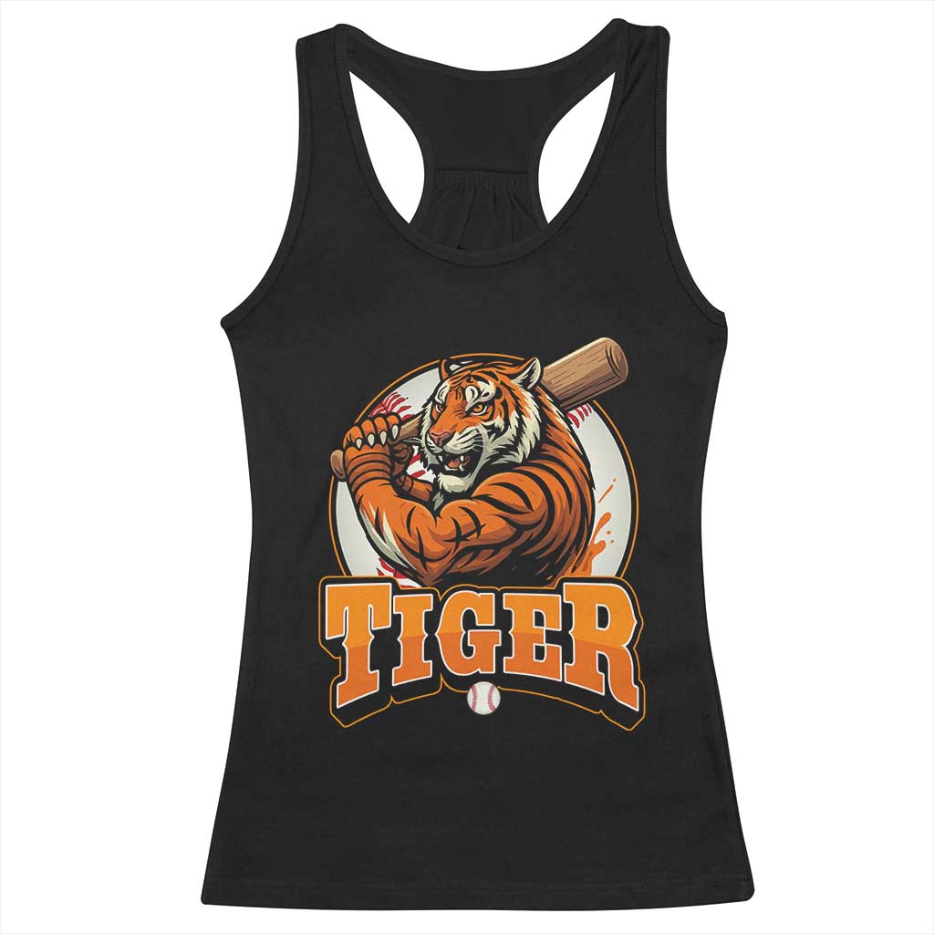 Funny Tiger Lover Baseball Animal Sport Racerback Tank Top Inspirational Athletic - Wonder Print Shop