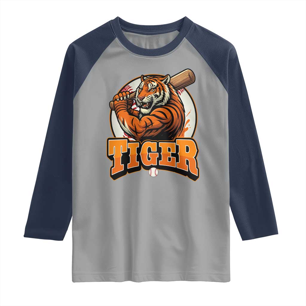 Funny Tiger Lover Baseball Animal Sport Raglan Shirt Inspirational Athletic - Wonder Print Shop