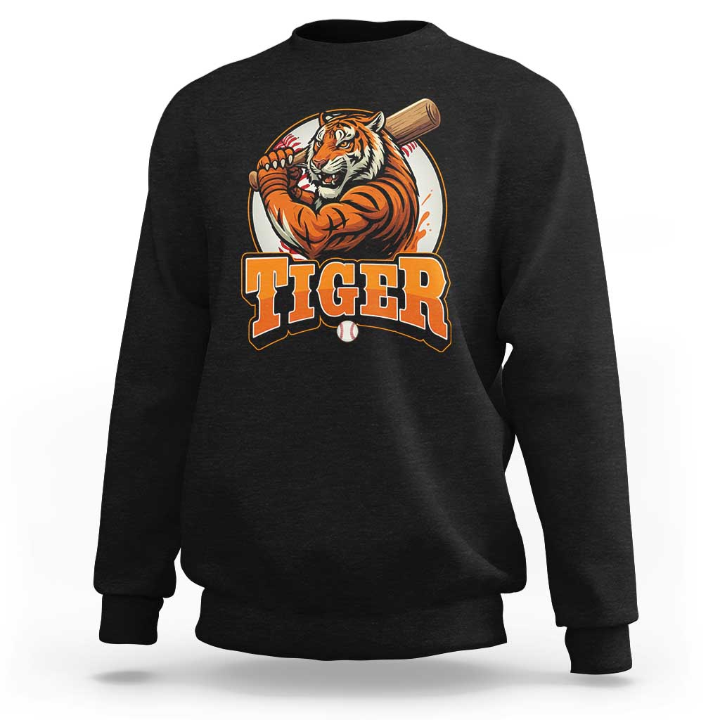 Funny Tiger Lover Baseball Animal Sport Sweatshirt Inspirational Athletic - Wonder Print Shop