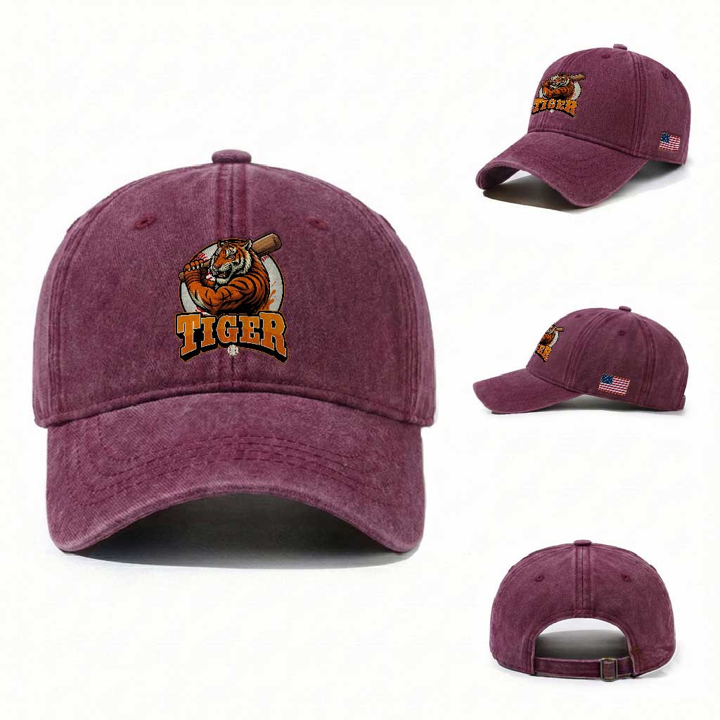 Funny Tiger Lover Baseball Animal Sport Washed Cotton Baseball Cap Inspirational Athletic