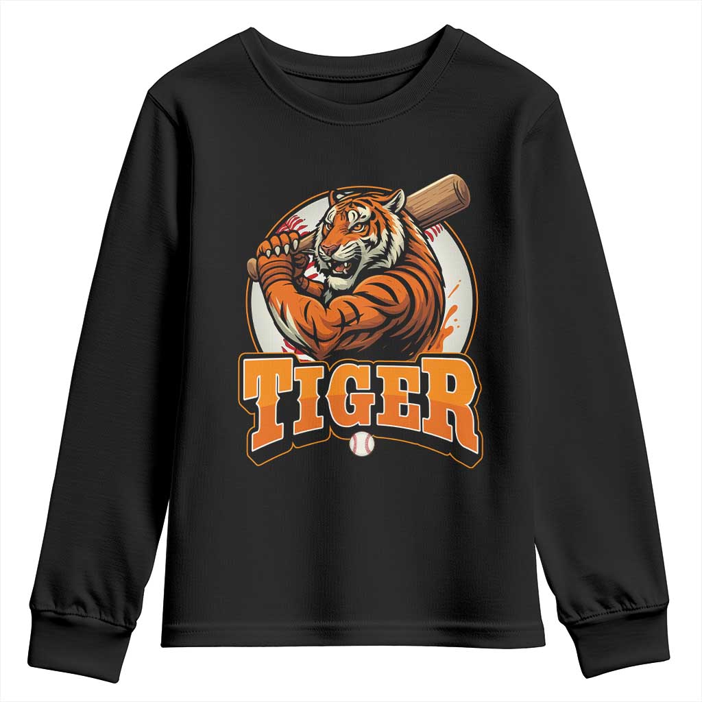 Funny Tiger Lover Baseball Animal Sport Youth Sweatshirt Inspirational Athletic - Wonder Print Shop