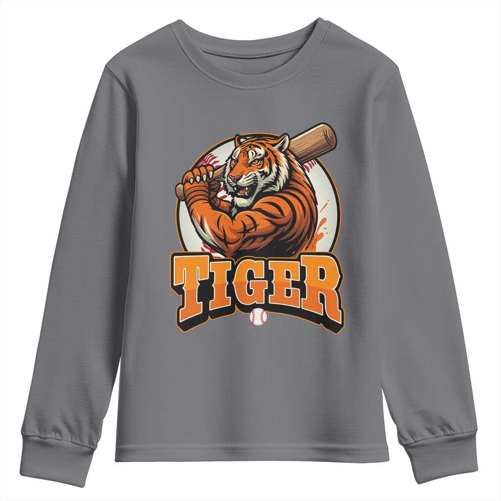Funny Tiger Lover Baseball Animal Sport Youth Sweatshirt Inspirational Athletic - Wonder Print Shop