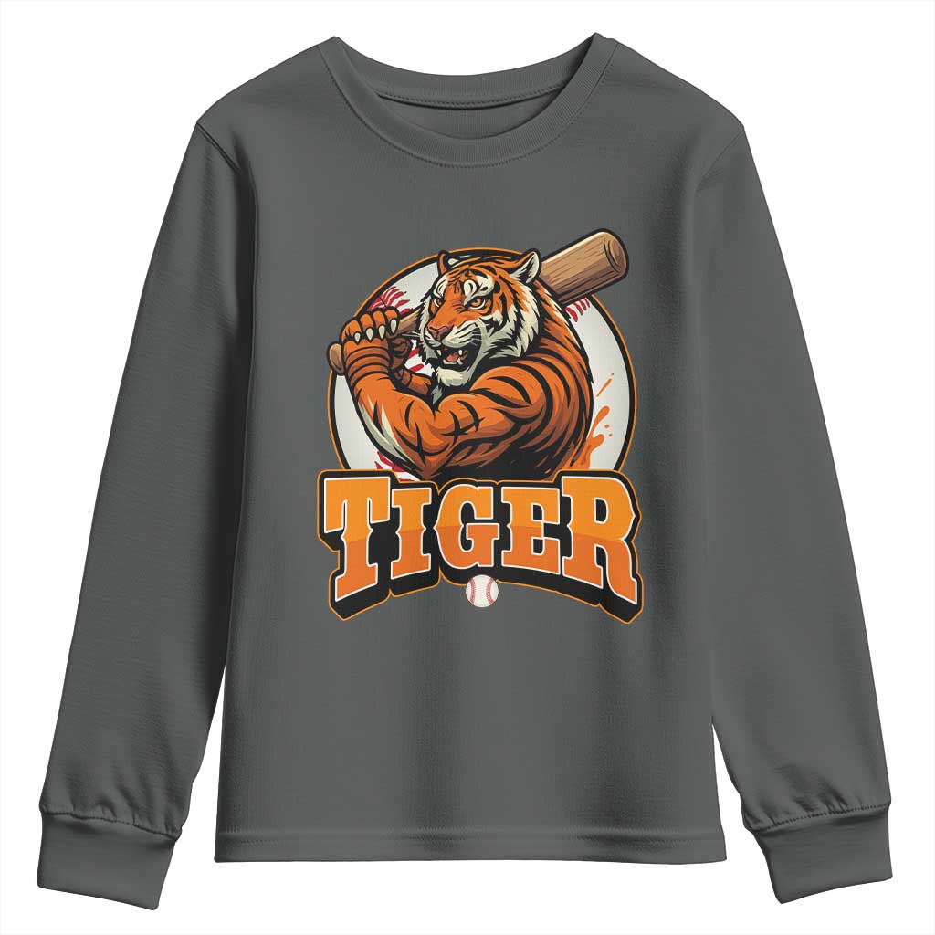 Funny Tiger Lover Baseball Animal Sport Youth Sweatshirt Inspirational Athletic - Wonder Print Shop
