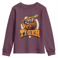 Funny Tiger Lover Baseball Animal Sport Youth Sweatshirt Inspirational Athletic - Wonder Print Shop