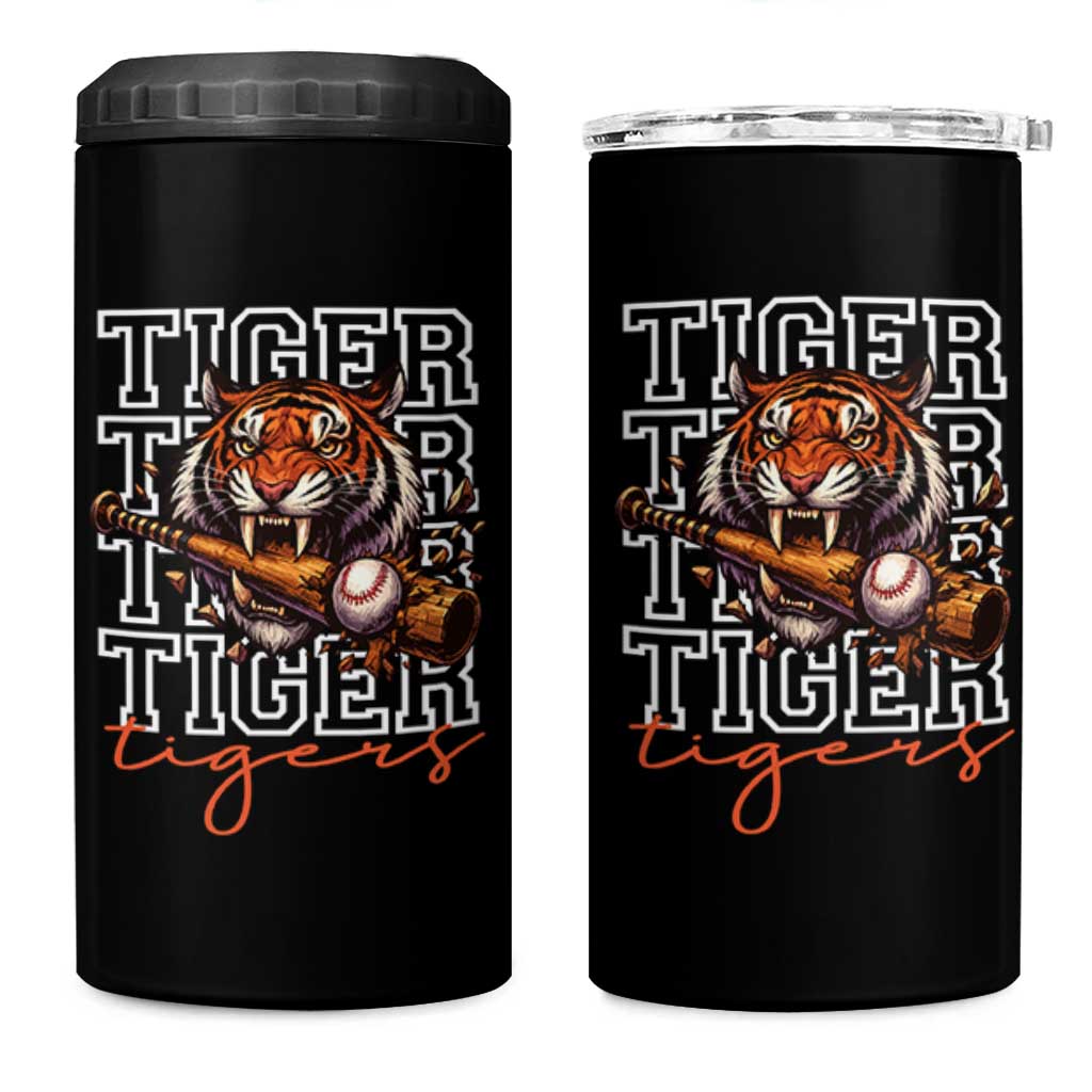 Funny Tiger Lover Baseball Animal Sports 4 in 1 Can Cooler Tumbler Inspirational Athletic - Wonder Print Shop