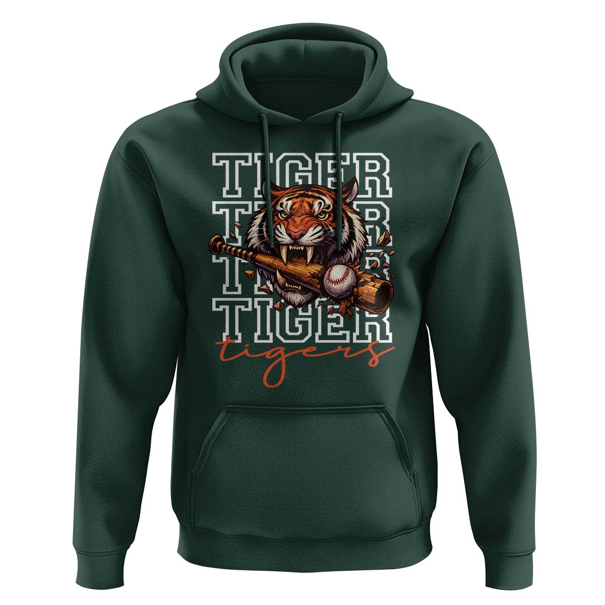 Funny Tiger Lover Baseball Animal Sports Hoodie Inspirational Athletic - Wonder Print Shop