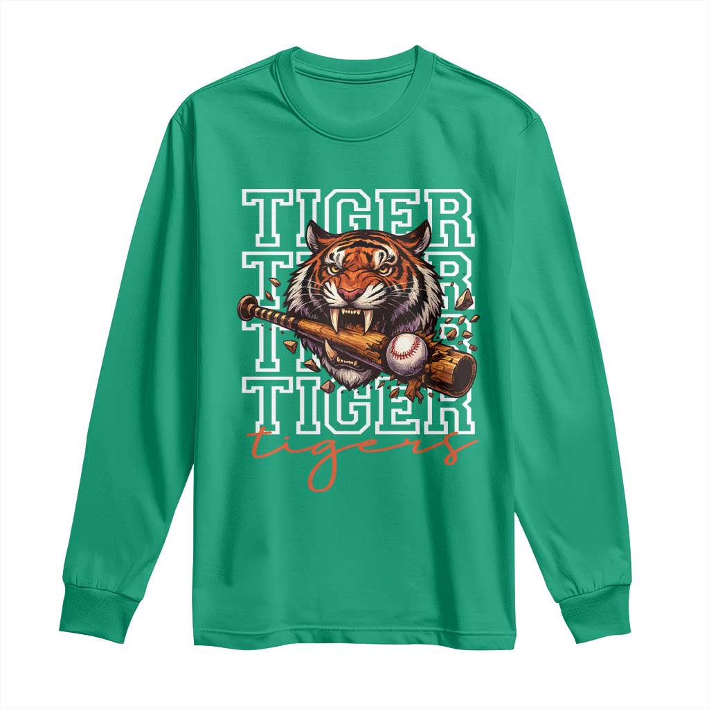 Funny Tiger Lover Baseball Animal Sports Long Sleeve Shirt Inspirational Athletic - Wonder Print Shop