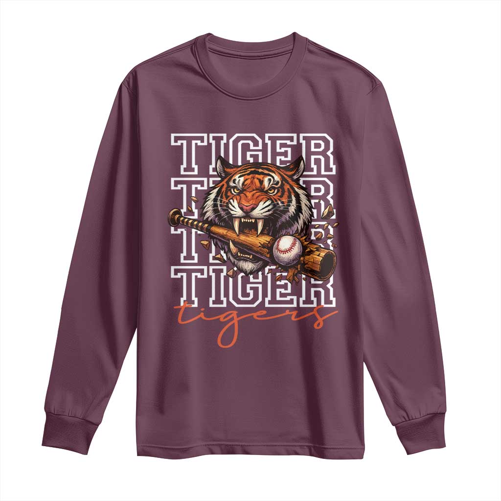 Funny Tiger Lover Baseball Animal Sports Long Sleeve Shirt Inspirational Athletic - Wonder Print Shop