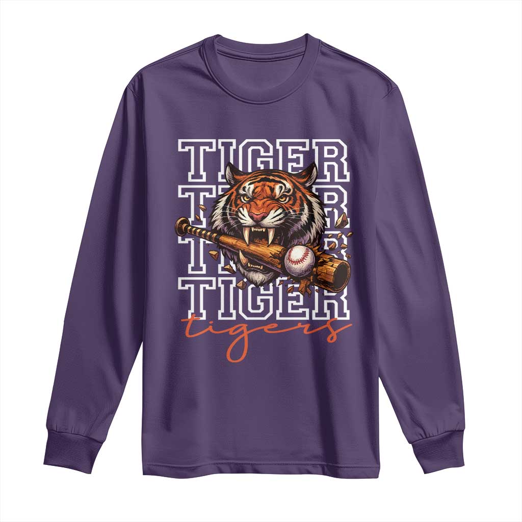 Funny Tiger Lover Baseball Animal Sports Long Sleeve Shirt Inspirational Athletic - Wonder Print Shop