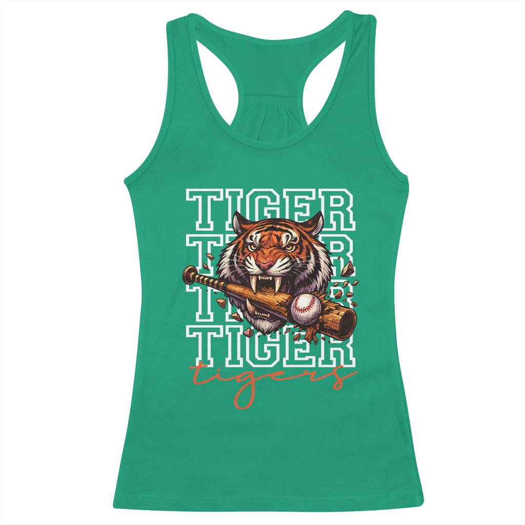Funny Tiger Lover Baseball Animal Sports Racerback Tank Top Inspirational Athletic - Wonder Print Shop