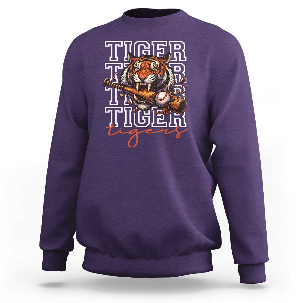 Funny Tiger Lover Baseball Animal Sports Sweatshirt Inspirational Athletic - Wonder Print Shop