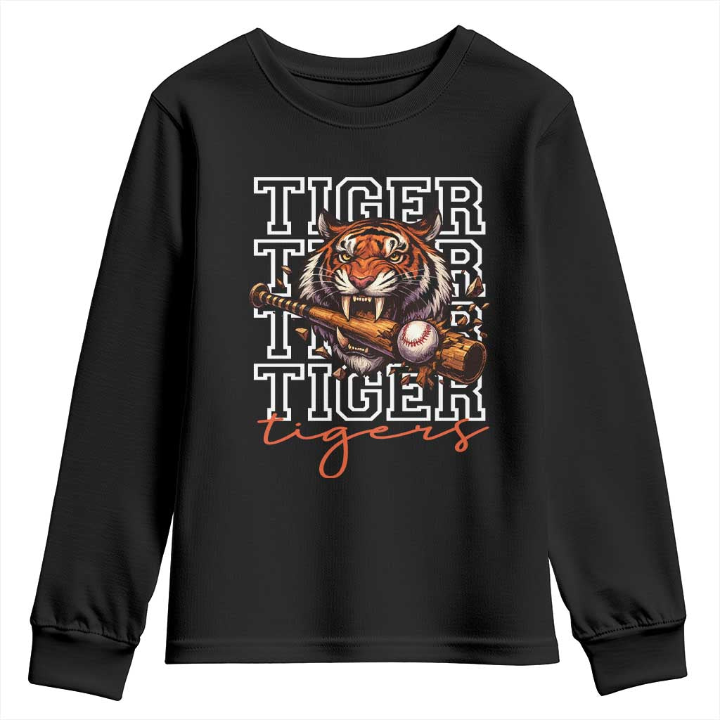 Funny Tiger Lover Baseball Animal Sports Youth Sweatshirt Inspirational Athletic - Wonder Print Shop