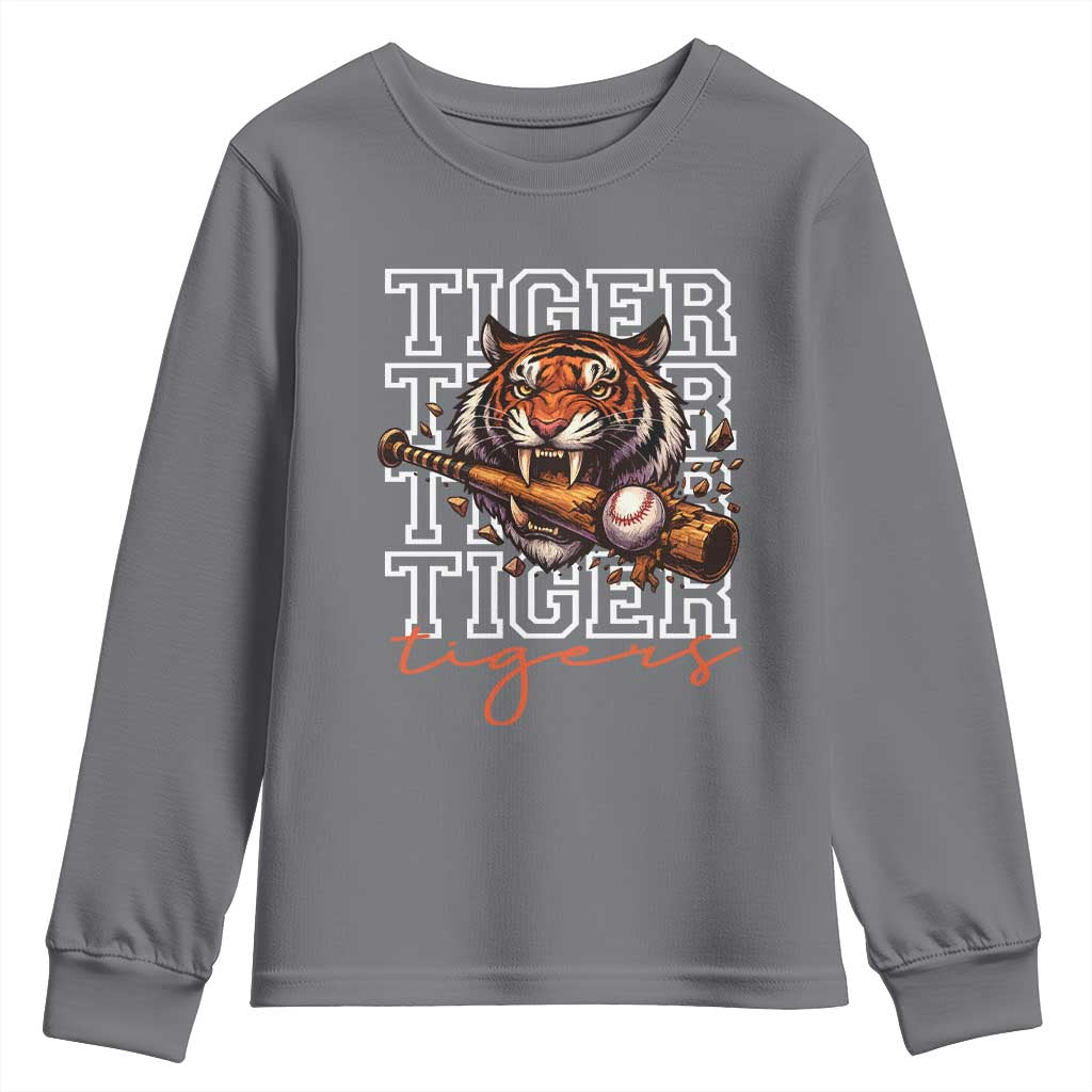 Funny Tiger Lover Baseball Animal Sports Youth Sweatshirt Inspirational Athletic - Wonder Print Shop