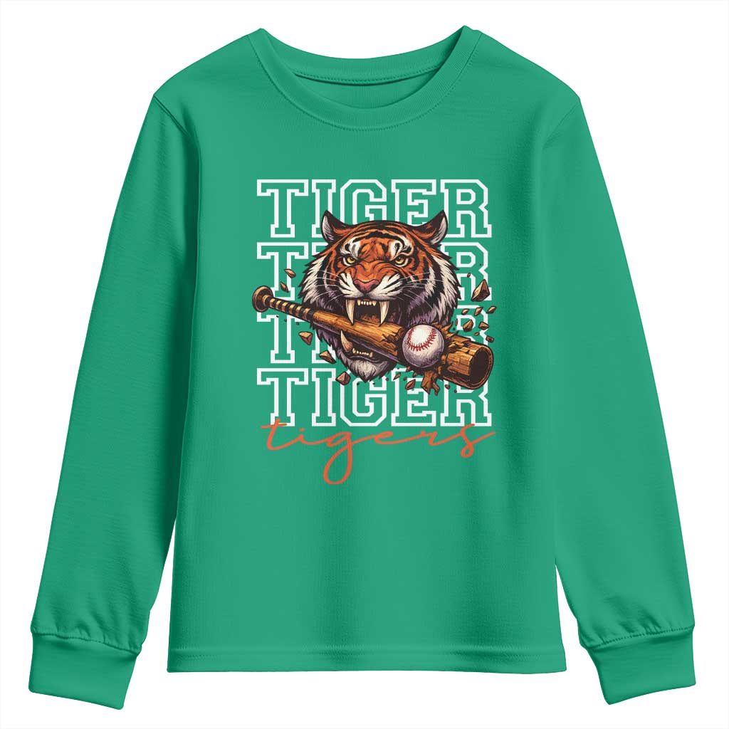 Funny Tiger Lover Baseball Animal Sports Youth Sweatshirt Inspirational Athletic - Wonder Print Shop
