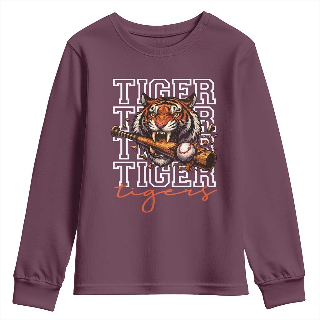 Funny Tiger Lover Baseball Animal Sports Youth Sweatshirt Inspirational Athletic - Wonder Print Shop