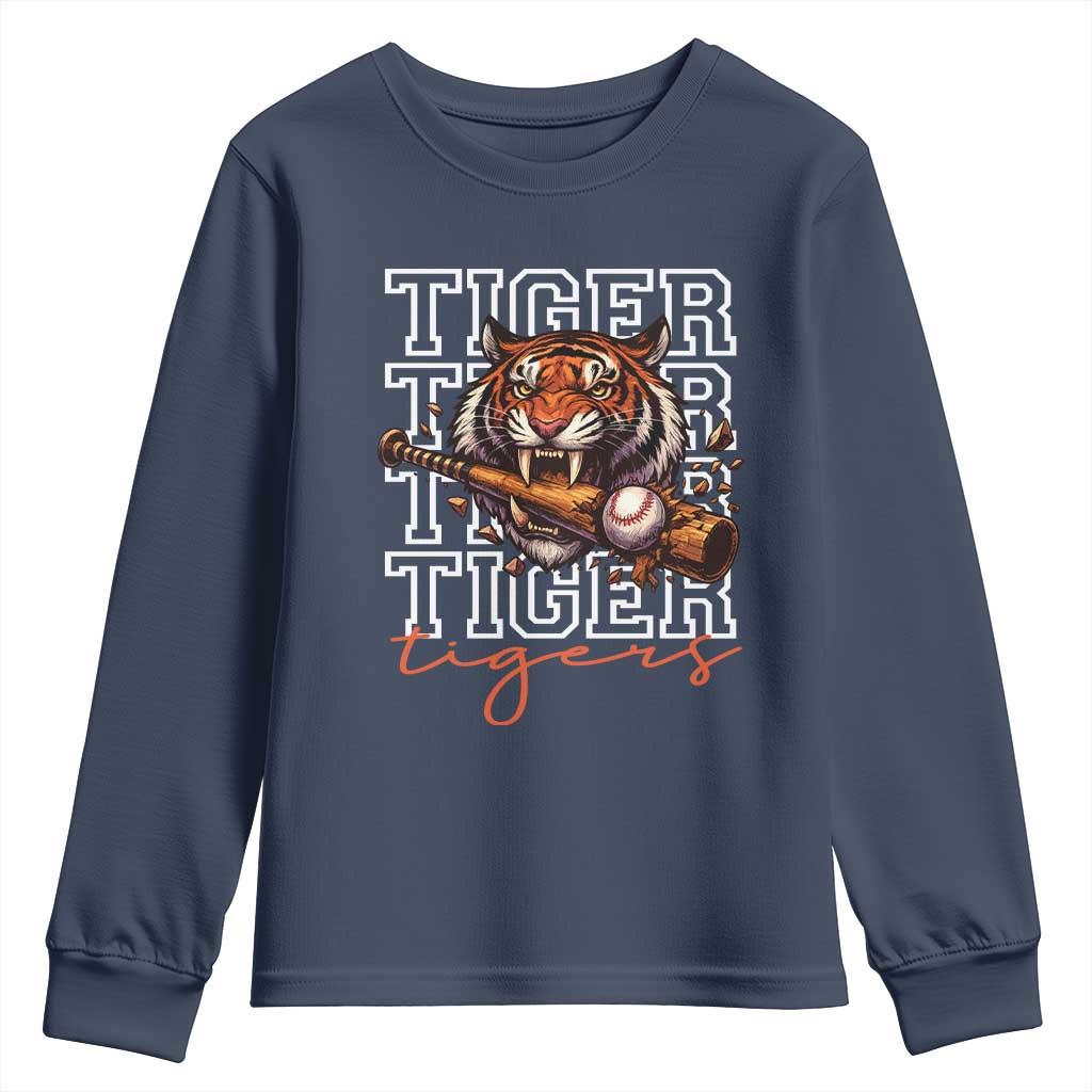 Funny Tiger Lover Baseball Animal Sports Youth Sweatshirt Inspirational Athletic - Wonder Print Shop