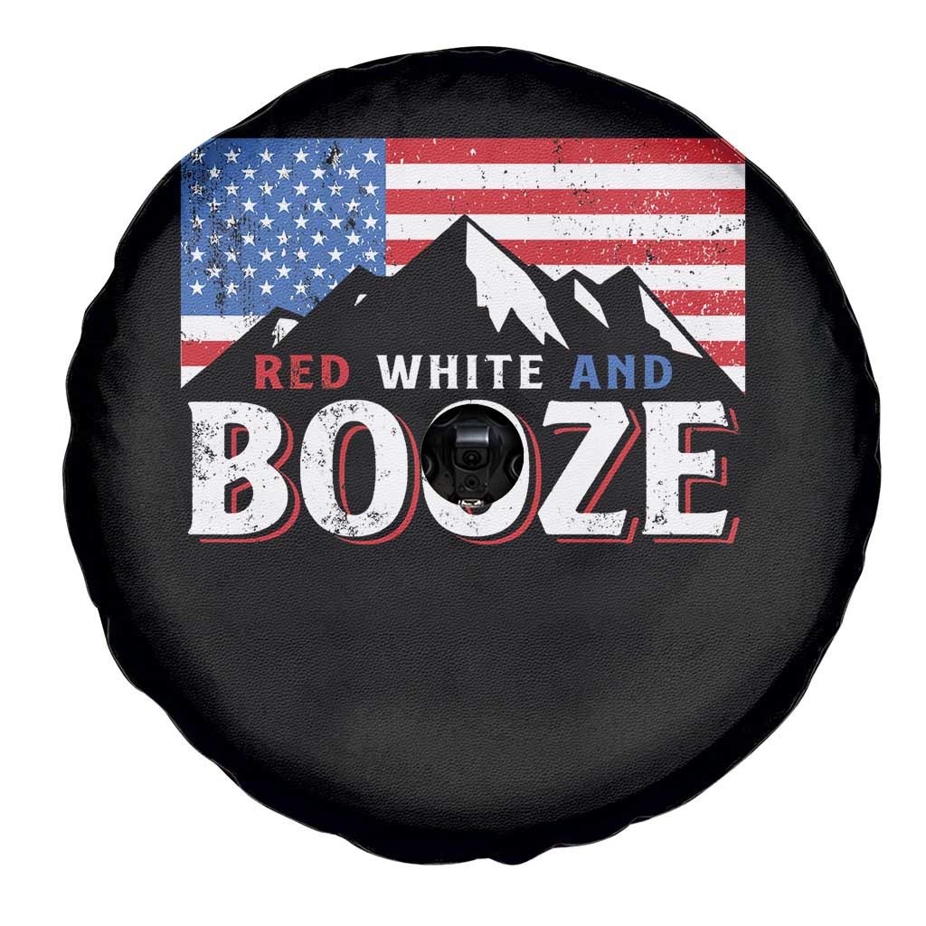 Funny Red White And Booze Spare Tire Cover 4th Of July Beer American Flag - Wonder Print Shop