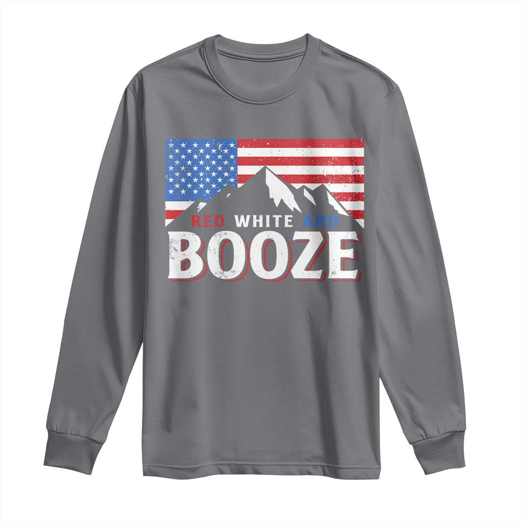 Funny Red White And Booze Long Sleeve Shirt 4th Of July Beer American Flag - Wonder Print Shop