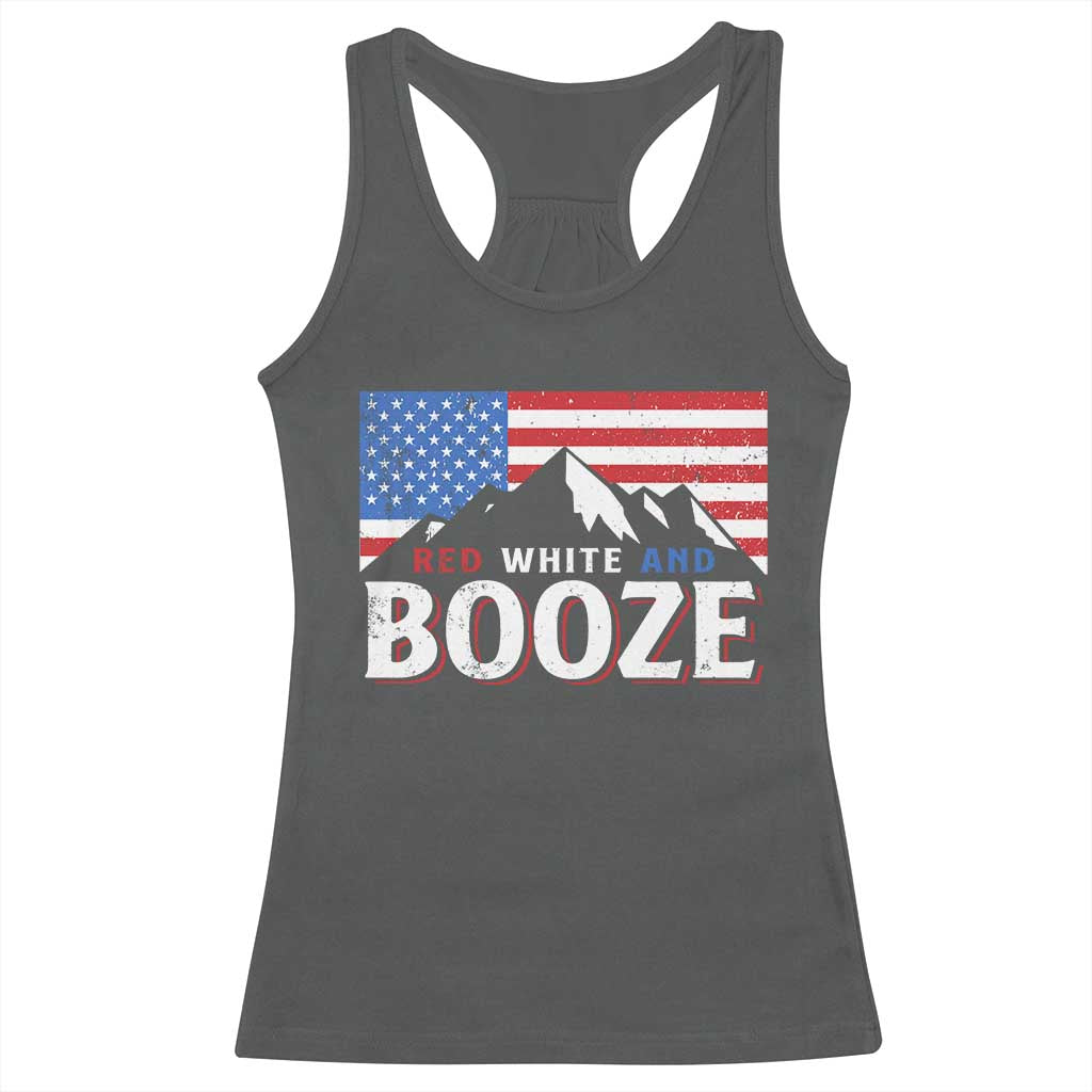 Funny Red White And Booze Racerback Tank Top 4th Of July Beer American Flag - Wonder Print Shop