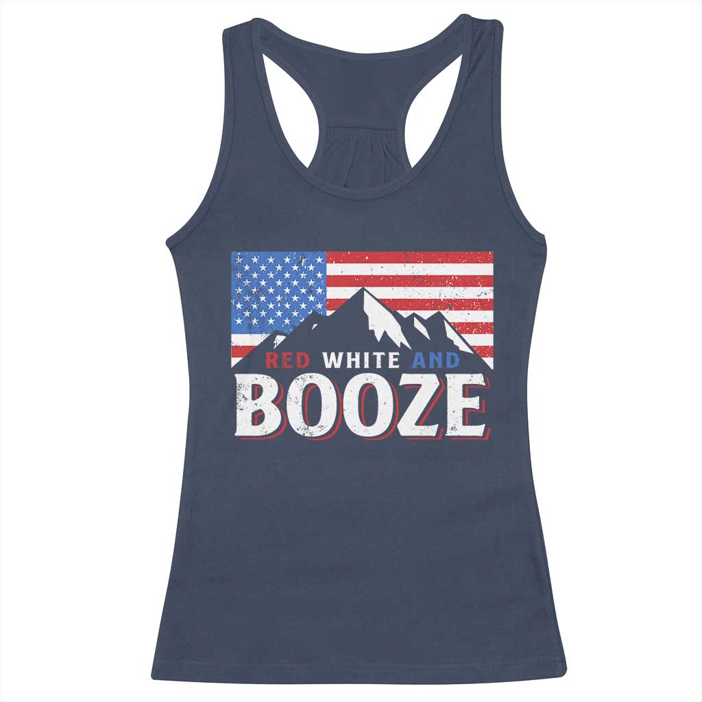 Funny Red White And Booze Racerback Tank Top 4th Of July Beer American Flag - Wonder Print Shop