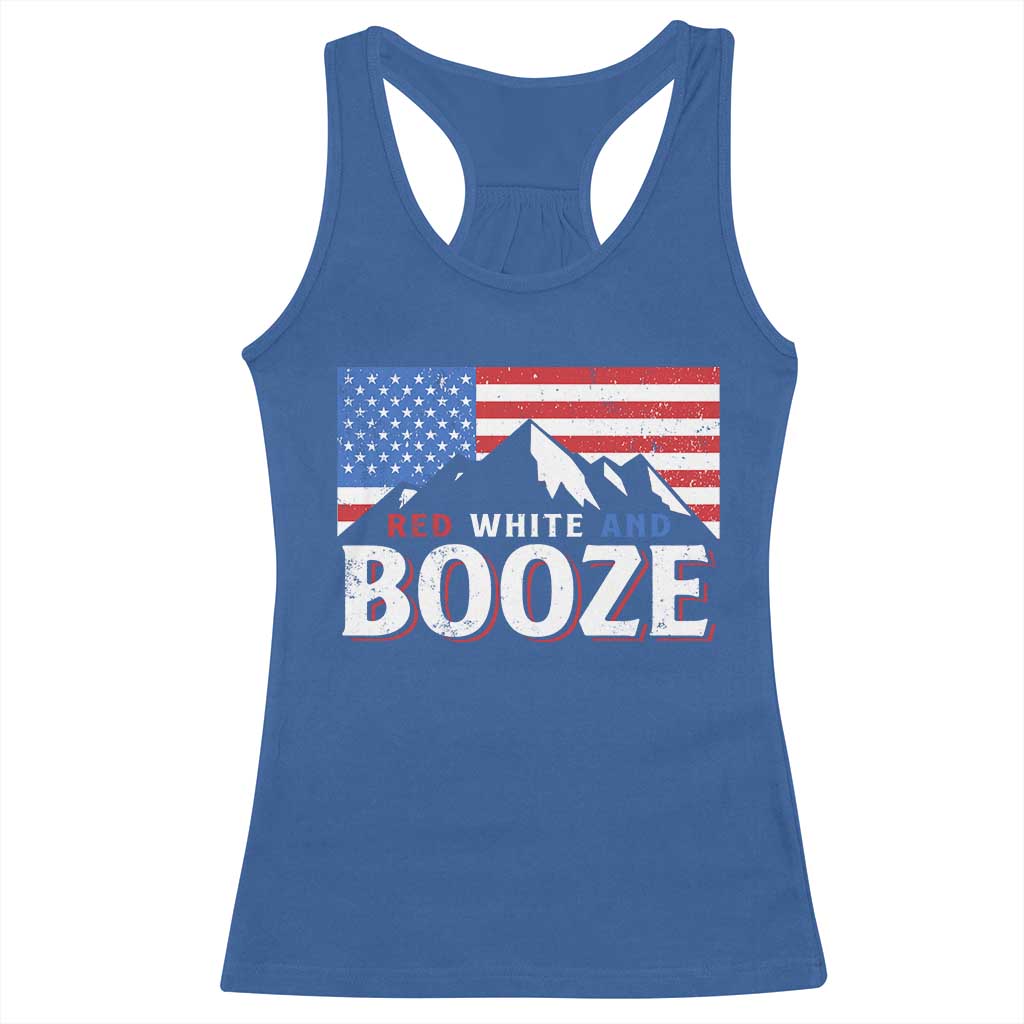 Funny Red White And Booze Racerback Tank Top 4th Of July Beer American Flag - Wonder Print Shop