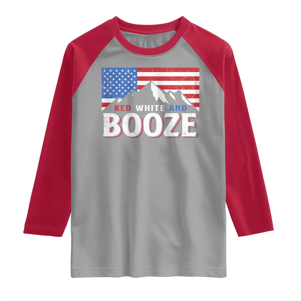 Funny Red White And Booze Raglan Shirt 4th Of July Beer American Flag - Wonder Print Shop
