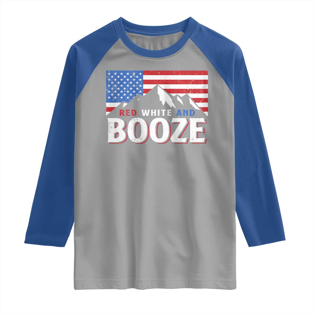 Funny Red White And Booze Raglan Shirt 4th Of July Beer American Flag - Wonder Print Shop