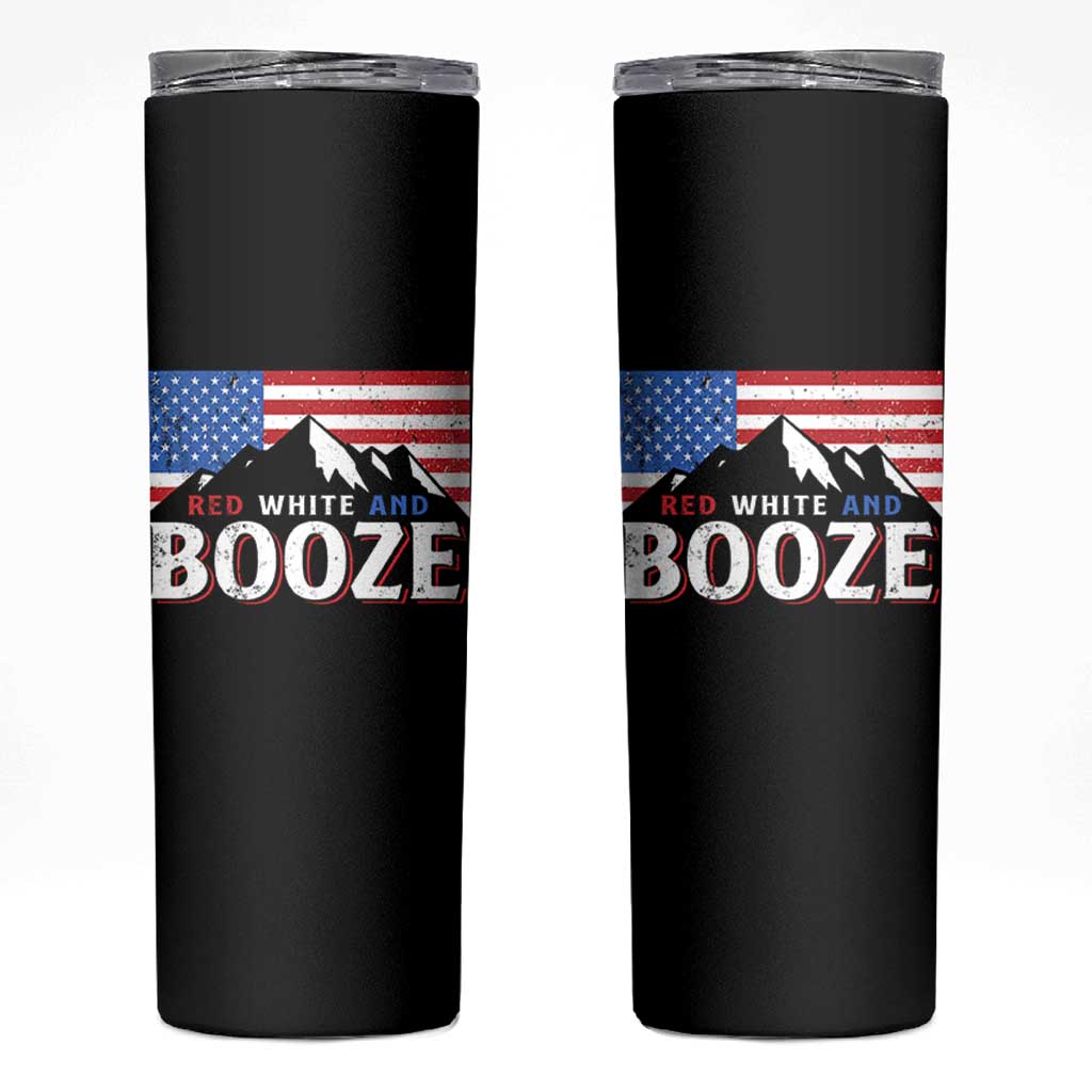 Funny Red White And Booze Skinny Tumbler 4th Of July Beer American Flag - Wonder Print Shop