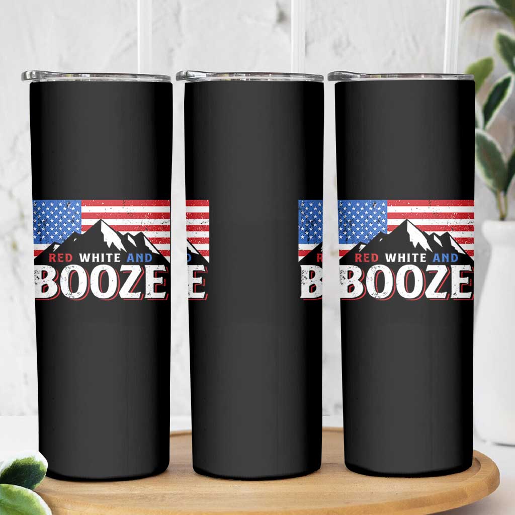 Funny Red White And Booze Skinny Tumbler 4th Of July Beer American Flag - Wonder Print Shop