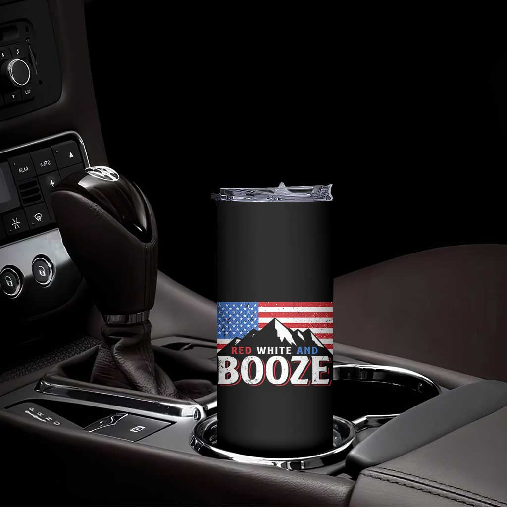 Funny Red White And Booze Skinny Tumbler 4th Of July Beer American Flag - Wonder Print Shop