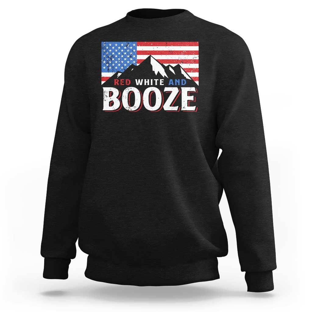 Funny Red White And Booze Sweatshirt 4th Of July Beer American Flag - Wonder Print Shop