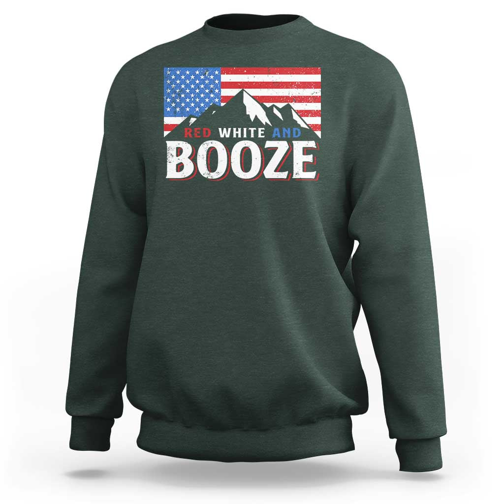 Funny Red White And Booze Sweatshirt 4th Of July Beer American Flag - Wonder Print Shop
